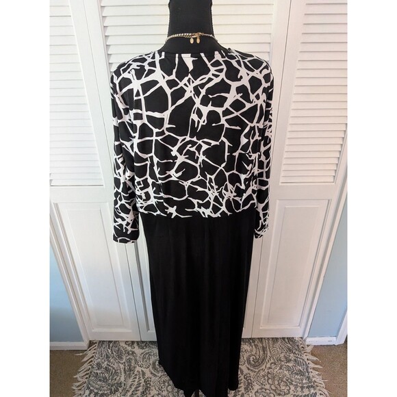 Ulla Popken Dress Women's 16/18 Abstract Black White Print A-line Stretch Career - Picture 7 of 11